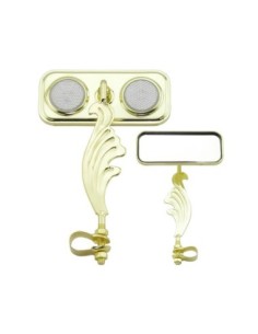 Rectangle Wing Mirror Gold Left Clear Reflectors.
